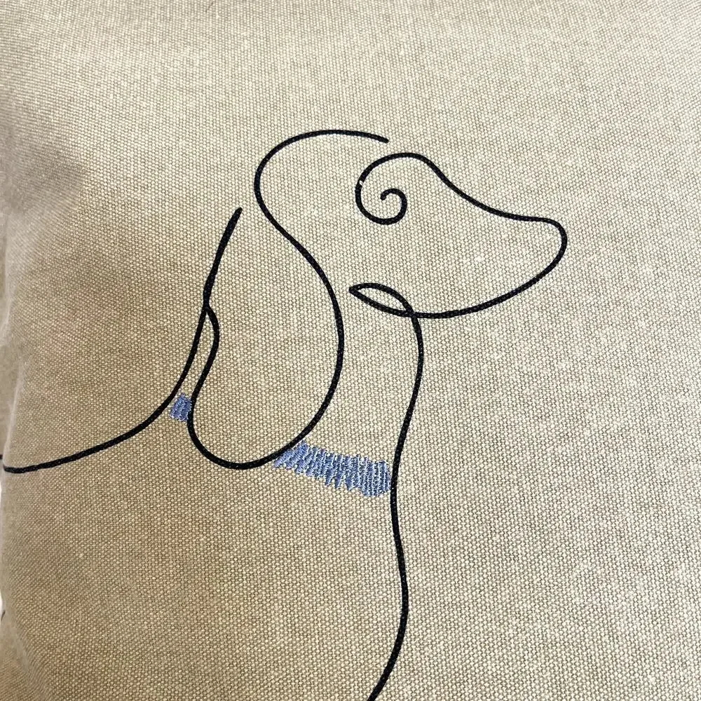 ED Ellen Degeneres Dachshund Dog Accent‎ Throw Pillow 20X20 Tan Embroidered Zip